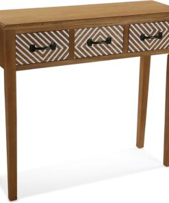 Versa Severn Mueble Recibidor Estrecho para Entrada o Pasillo, Mesa Consola, con 3 cajones, Medidas (Al x L x An) 80 x 30 x 90,5 cm, Madera, Color Marrón