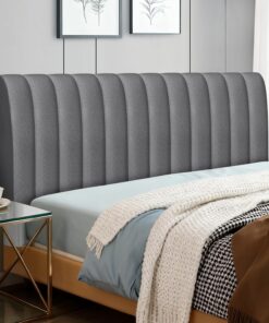 Funda para Cabecero de Cama Rayas Verticales Fundas Cabecero Cama Terciopelo Suave Funda Grueso para Dormitorio Cabeceros Gris Oscuro 150cm