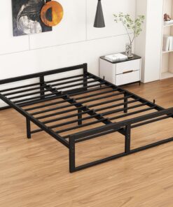 Cadre de Lit - Cama de 160 x 200 cm, con somier, 160 x 200 cm, de metal con soporte de listones de acero, cama de metal de 160 x 200 a 48 cm de altura, cama juvenil con espacio de