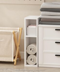 Furinno Reed - Estante Organizador Multiusos de 2 Niveles para Ropa y Armario, 6 Pulgadas de Ancho, Color Blanco
