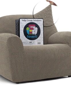 FAVERTI® Funda Sillón Super Elástica 1 Plaza de 70 a 110 cm | Modelo NOVELE | Lino | Funda Universal Ideal para Cualquier Forma de sillón | Protector de Calidad Tejido Jacquard Tacto algodón