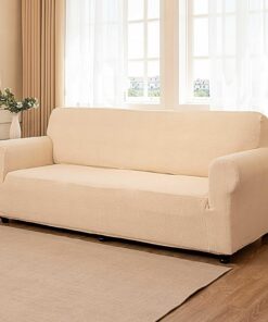 TIANSHU Funda Sofa 3 Plazas Ajustable de Jacquard – Funda Sillón Elasticas Cubre Sofá Fundas para Sofá Funda para Sillón Spandex Antideslizante Antimanchas Lavable (Estampado de cocodrilo, Beige)
