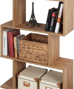 RICOO Estanteria Salon 97 x 70 x 25 cm WM072-EG Estante librería de Suelo Roble marrón