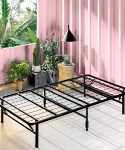 Zinus SmartBase Somier Plegable 90x190 cm - Altura 35 cm - Base Cama Individual en Acero - Montaje Sin Herramientas - Espacio de Almacenamiento - Negro