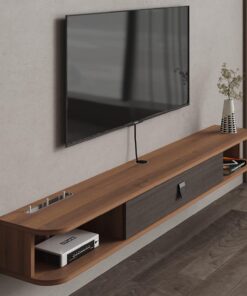 Consola de televisión Flottante, Consola Multimedia de Pared, Mueble de televisión, Mueble de televisión, Flotante, estantería de Entretenimiento con Puerta y Almacenamiento (120 cm)