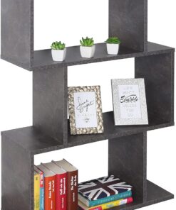 RICOO Estanteria Salon 97 x 70 x 25 cm WM072-BG Estante librería de Suelo Gris Cemento