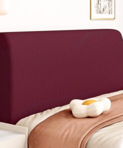 Funda para Cabecero de Cama Elástico Fundas Cabecero Cama Forma de Grano de Maíz Protector de Funda Antipolvo para Cabeceros Rojo Vino 150cm