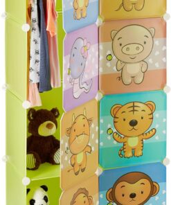 Relaxdays Armario Modular Infantil con Animales, Plástico, Multicolor, 145 x 74 x 36.5 cm