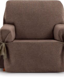 Eysa Valkiria Funda de sillón 1 Plaza con Lazos, para sillones de 80 cm-120 cm Respaldo orientativamente (Unos 55 cm - 60 cm de sentada del sillón), marrón.