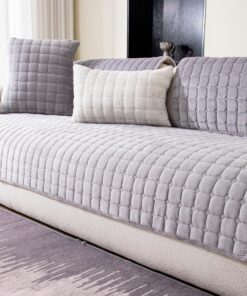 Funda de terciopelo para sofá, lavable, antideslizante, para sofá de 3 cojines, respaldo en forma de L, protector de muebles para mascotas y niños (color gris claro, solo 1 unidad)