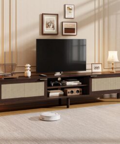 IKALIFE Mueble TV Madera Salon 170cm para Televisor 80 Pulgadas Marrón | Mueble TV con 2 Puertas y Almacenamiento, Mueble television con Gestión de Cables, Mesa TV Moderno para Salon y Dormitorio