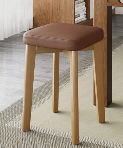 Juego de 18 taburetes de bar apilables de madera con cojín suave, sillas de comedor modernas para tocador, baño, taburetes pequeños para sentarse (marrón)