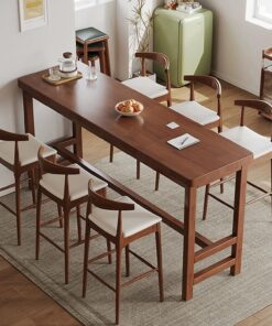 SEIFE Mesas de Bar rectangulares,mesas Altas Modernas de Madera para Comedor y Cocina, mesas largas contra la Pared para el hogar,sin taburetes(Walnut,120cm/47.2in)