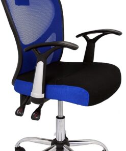 La Silla Española Ronda Silla de Oficina con Reposacabezas, Poliéster y Rejilla, Azul, 66x62x125 cm