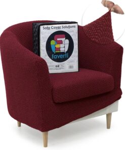 FAVERTI® Funda Super Elástica de Sillón Club con Funda de Asiento, Compatible con los sillones de IKEA TULLSTA y BAKLA | Modelo NOVELE | Burdeos | Tejido Jacquard de Calidad Tacto Algodón
