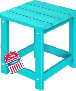 LZRS Adirondack - Mesa auxiliar cuadrada, mesa de patio compuesto para piscina, mesas auxiliares de polietileno de alta densidad para patio trasero, piscina, compañero de interior, fácil mantenimiento