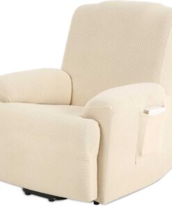 TIANSHU Funda Reclinable de 1 Plaza, Fundas Reclinables Elásticas, Protector Funda Sillón Relax, Funda Cubre Sofá, Fundas de Sofá Lavables y Elásticas para Muebles (Beige)