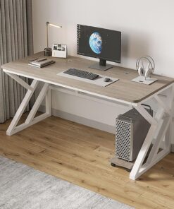 Escritorio Sencillo para computadora, Mesa de Estudio, Gaming con Patas de Acero al Carbono Tipo K, Escritorio Grande de Oficina y PC para Dormitorio(Gray+White Frame,80x60x74cm)