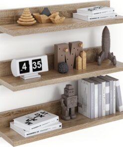 Estante de Pared, Estantes Flotantes, Set de 3, 39 cm, Sonoma | Estante de Pared, Juego de 3 Estantes Flotantes para Dormitorio, Cocina y Salón