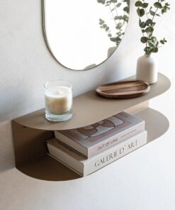 MILUKA Consola Recibidor de Entrada 60 cm, con 2 Baldas Metal Beige Arena | Diseño flotante, Ideal como tocador de maquillaje, Mesilla de noche dormitorio o Estanteria pared, Hecho en España, Mod OVVA