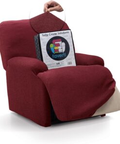 FAVERTI® Funda Elástica Sillón Relax Pies Juntos Reclinable de 70 a 90cm | Modelo Reale | Burdeos | Funda Sillón Abatible Universal | Protector de Calidad Tejido Jacquard Tacto algodón
