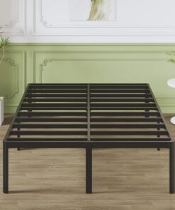 Lutown-Teen Cama Matrimonio de 150x190 cm con Patas Redondeadas 41 cm de Altura, Soporte Metálico Resistente, Silencioso, fácil Montaje, Negro