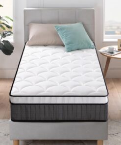 Zinus Colchon 90 x 190 cm Híbrido - Altura 25 cm - Tight Top - Colchón Muelles Ensacados y Espuma Viscoelástica - Alta Transpirabilidad - Optimo para un Sueño Reparador