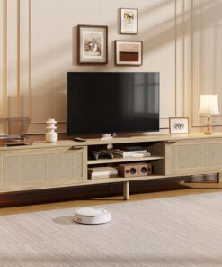 IKALIFE Mueble TV Madera Salon 170cm para Televisor 80 Pulgadas Roble | Mueble TV con 2 Puertas y Almacenamiento, Mueble television con Gestión de Cables, Mesa TV Moderno para Salon y Dormitorio