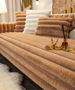 Funda para Sofás Chaise Longue de Felpa Funda Cubre Sofá Brazo Derecho/Izquierdo Antideslizante Lavable Funda Protectora de Sofás para Forma L (Café,30x50cm)
