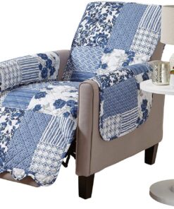 Great Bay Home Protector de Muebles con Estampado Festoneado de Retazos, Funda reclinable Resistente a Las Manchas (reclinable, Azul Marino)