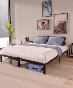 Dreamzie Cama 200x200 cm de Metal Negro, Altura 35cm – Cama King Size 200x200 con Montaje Fácil y Rápido, Estructura Estable y Diseño Elegante