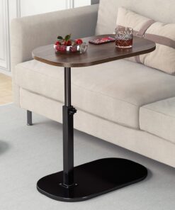 Mesa auxiliar en forma de C, pequeña mesa de café de madera, mesa de sofá ajustable, mesa auxiliar en forma de C para sofá, mesa de café móvil moderna, mesa lateral para salón y dormitorio