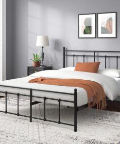 Zinus Nicholas Marco de Cama de Metal con Cabecero y Piecero, 135 x 190 cm, 31 cm Alto, Colchón de Acero, Fácil Montaje