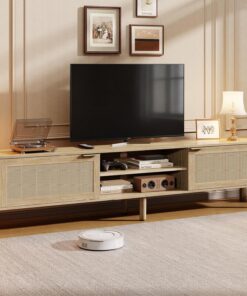 IKALIFE Mueble TV Madera Salon 140cm para Televisor 65 Pulgadas Roble | Mueble TV con 2 Puertas y Almacenamiento, Mueble television con Gestión de Cables, Mesa TV Moderno para Salon y Dormitorio
