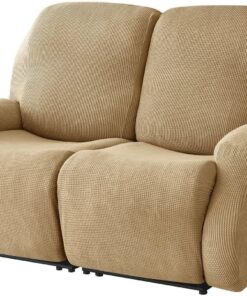 Funda De Sofá Relajante Reclinable Elástica De 2 Plazas, Relajante Reclinable Universal con Bolsillos, Lavable De 6 Piezas, Masaje Eléctrico(Camel,2 posti)