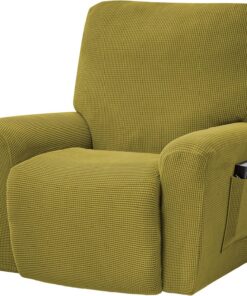 ele ELEOPTION Funda de Sofá Recliner, Elástica para Sillón de Descanso, Elastano Jacquard, 4 Piezas, para Sillón Reclinable, de Relax, de Masaje (Amarillo Parduzco)