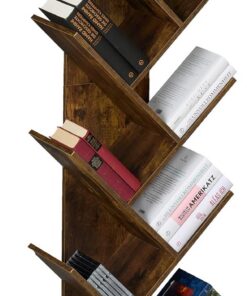 Relaxdays Estantería Libros, 9 Niveles, Librería Árbol, 138x51x25 cm, para CDs y DVDs, Salón, Despacho, Oficina, Marrón