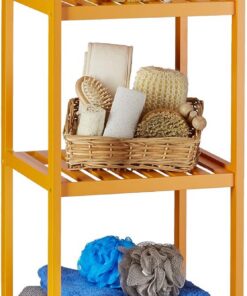 Relaxdays Estantería de baño con 4 estantes, 110 x 34,5 x 33 cm, estantería colorida cuarto de niños, naranja