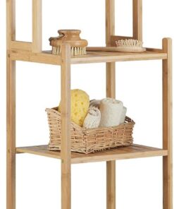 Relaxdays Estantería Bambú, 5 Compartimientos para Cocina, Pasillo, Baño, Estante Abierto de Pie, 121x33x28 cm, Natural