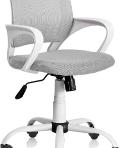 Phase, Silla Giratoria de Oficina, Escritorio o Despacho, Acabado en Gris y Blanco, Medidas: 60 cm (Ancho) x 60 cm (Largo) x 90-102 cm (Alto)