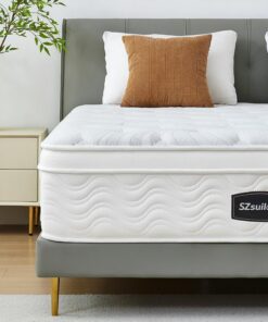 SZsuilong Colchón tamaño King de espuma viscoelástica de 5 pies, colchón Hybird con muelles ensacados con soporte de doble borde, colchones ortopédicos de firmeza media para alivio de presión, 10.2