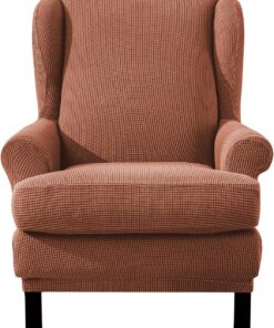 EBETA Jacquard Funda de Sillón Funda Orejero elástica, Funda Cubre Sillón Relax 1 Plaza, Funda Cojín Independiente (Coral)