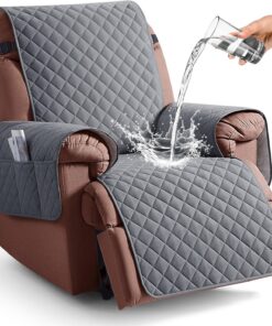 KinCam Funda 100 % impermeable para silla reclinable, fundas de sofá reclinable para mascotas, perros, funda de sofá reclinable, protector de muebles con correas elásticas para niños (23.6 pulgadas,
