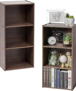 Iris Ohyama, Estante de Almacenamiento, Lote de 2 muebles de almacenamiento, Biblioteca, Diseño, Desmontables, Modulable, Oficina, Dormitorio, Salón - CX-3 - Marrón