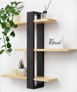 SUMGAR Estantería Pared de 3 Niveles Deslizables, Baldas Flotantes Negra | 50cm Estanteria Flotante Pared, Repisas de Pared, Almacenaje, Decoración, Estante Flotante para Fotos, para Salón, Dormitorio
