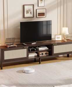 IKALIFE Mueble TV Madera Salon 140cm para Televisor 65 Pulgadas Marrón | Mueble TV con 2 Puertas y Almacenamiento, Mueble television con Gestión de Cables, Mesa TV Moderno para Salon y Dormitorio