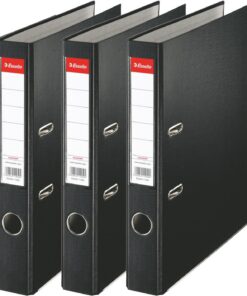 Esselte 624298 - Archivador con anillas (Capacidad 550 hojas, 3 unidades), negro, 50 mm