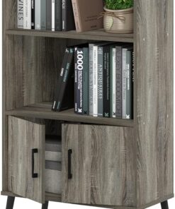 Furinno Claude Armario de Estilo Mediados de Siglo con Patas de Madera, ingeniería, Roble francés