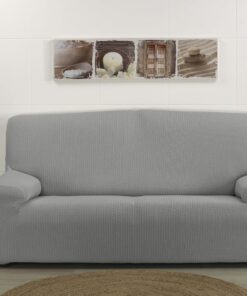 Estoralis Sumatra | Funda de Sillon Bielástica | Tejido Súper Elástico C/ 09 Gris Claro | para Sofá 1 Plaza de 70 a 110 cm. | Protector de Calidad | Súper Ajustable