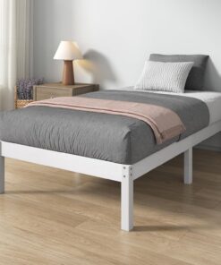 Zinus Ellie - Cama de bambú de 90 x 190 cm, Marco de Cama Moderno y Ligero con somier de láminas de Madera, 35,5 cm de Espacio de Almacenamiento bajo la Cama, diseño ecológico - Blanco